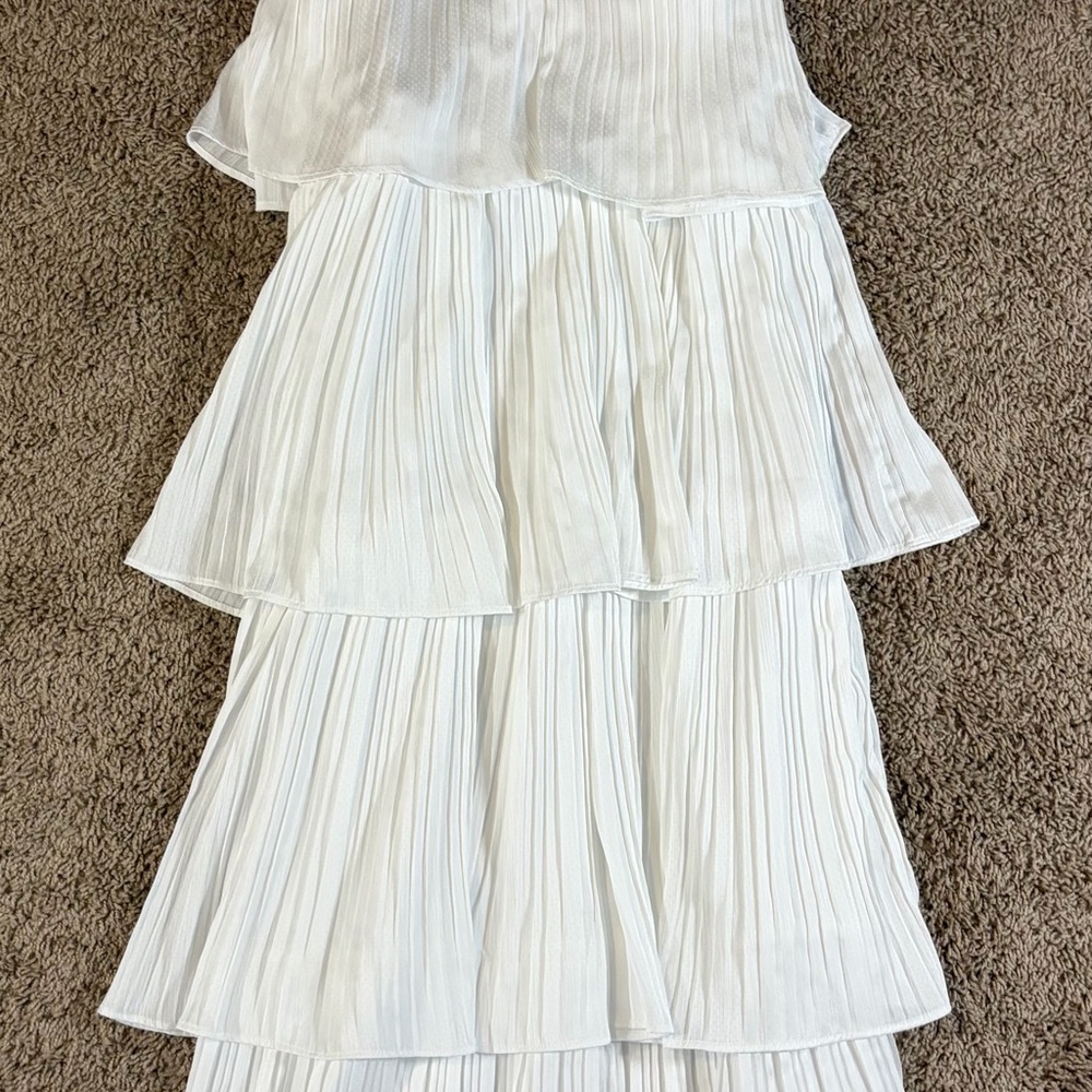 Lulus Tier and Far White Tiered Pleated Halter Midi Dress - Picture 5 of 11